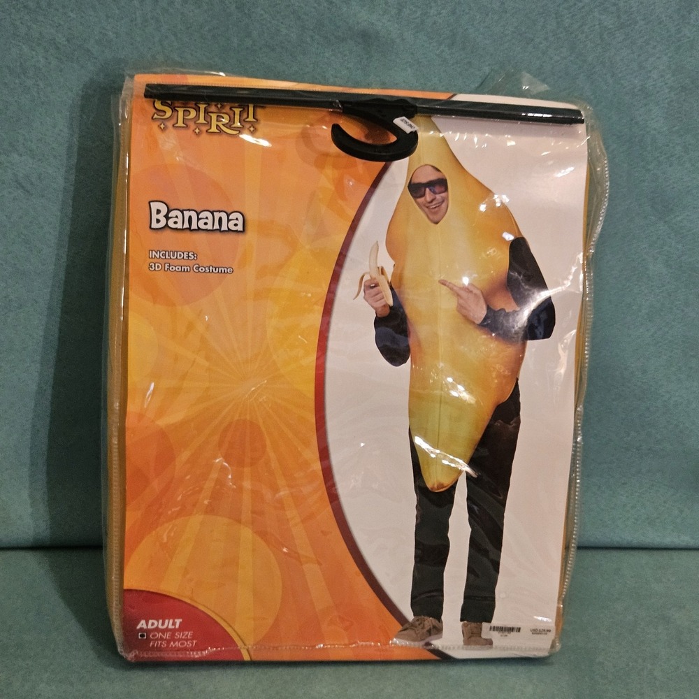 Spirit Halloween Adult Banana Costume One Size Unisex Funny Food‎ Costume